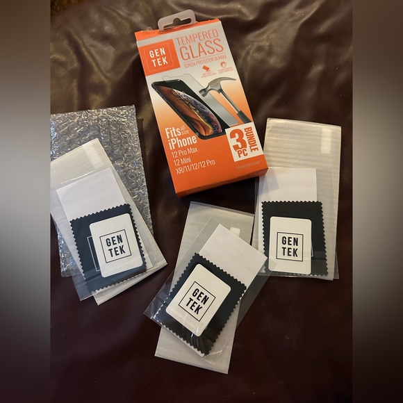 5 for $25- Gen Tek Screen Protector Tempered Glass Iphone Set of 3 - Picture 6 of 9